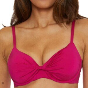 Trina Turk Women's 8 Pink Sangria Monaco Twist Front Underwire Bra Swim Top NWT